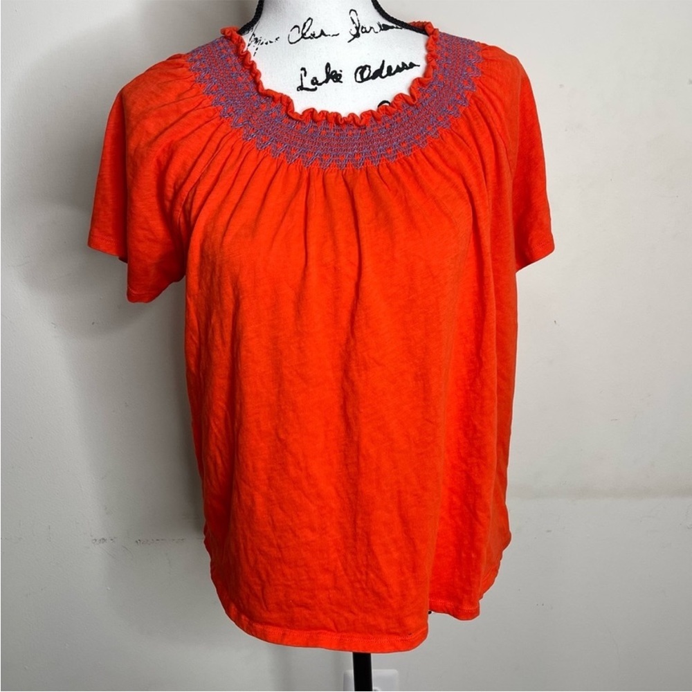 J Crew Smocked Embroidered Top XS